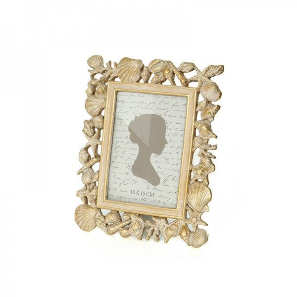 Rėmelis  polirezininis Kriauklės 10x15|auksinis