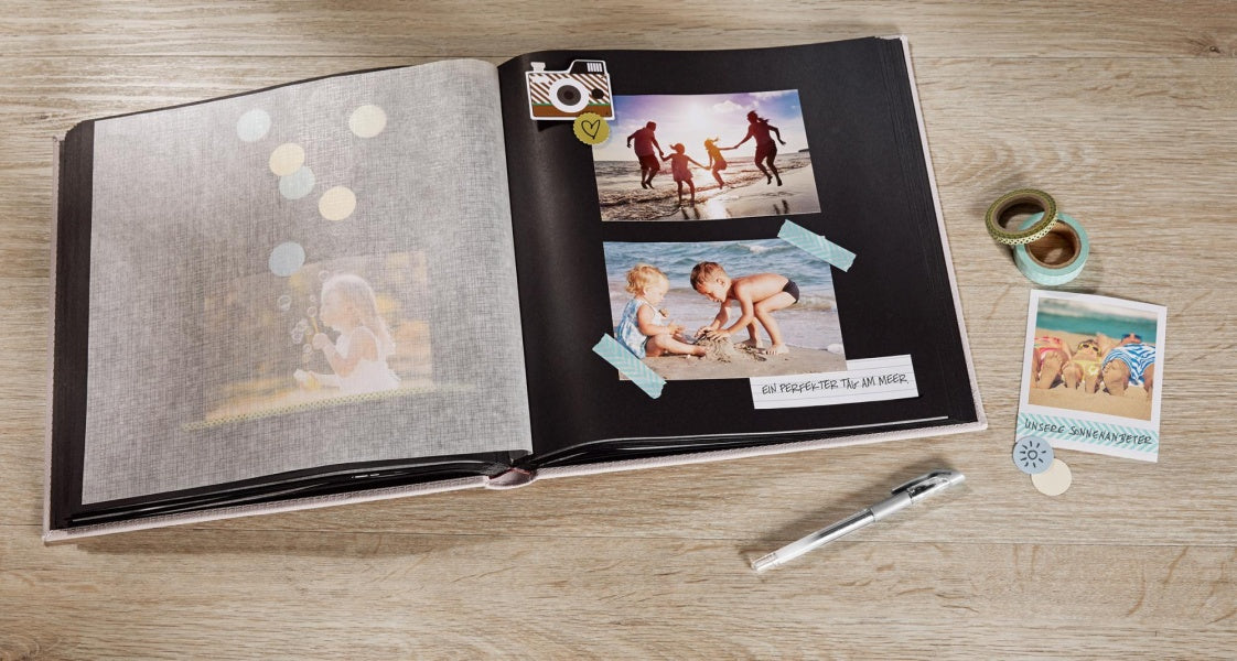 Albumas WALTHER FA-308-H Fun creme 30x30/100 psl, juodi lapai | kampučiai/lipdukai | knyginio rišimo