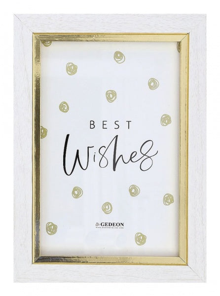 Rėmelis  GED 21x30 medinis WG21| baltas su auksu