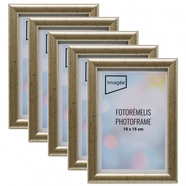Rėmelių komplektas IMAGEE 10x15 5vnt plast  sidabrinis |14mm