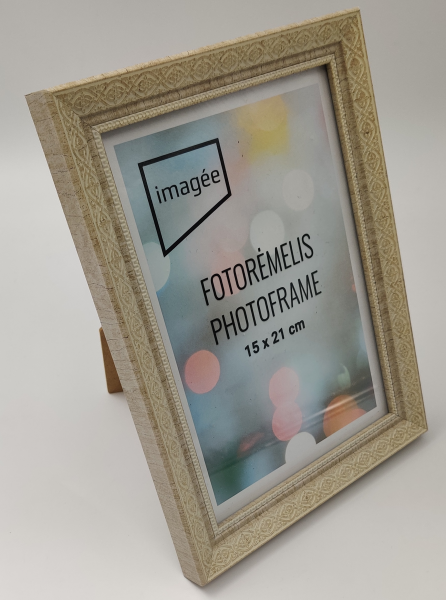 Rėmelis 10x15 plast 2219-126 | šviesiai kreminė| su ornamentais| 21mm