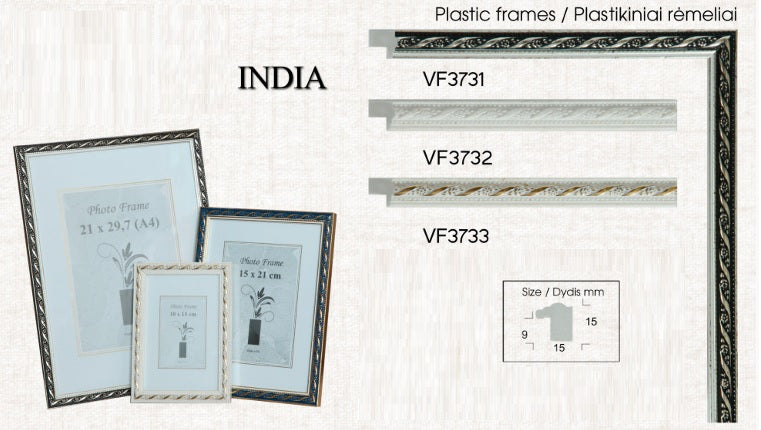 Rėmelis 21x30 plast VF3732 INDIA baltas | 15 mm