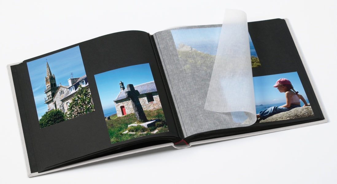 Albumas  WALTHER FA-209-D B&W 26x25 pilkas 50psl juodi | kampučiai/lipdukai | knyginio rišimo | lininins | viršelyje vieta nuotraukai