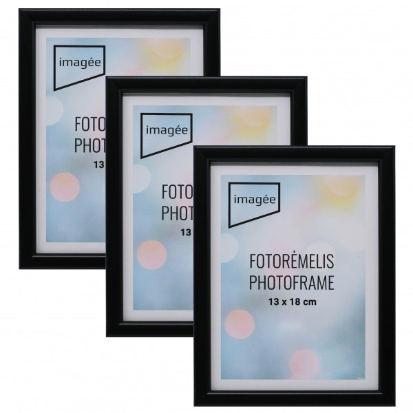 Rėmelių komplektas IMAGEE 13x18 3 vnt plast juodas | 14mm
