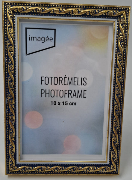 Rėmelis 10x15 plast VF3735 INDIA  mėlynas su auksu | 15 mm