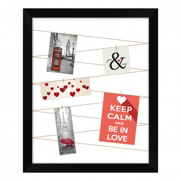 Rėmelis KNOR 40x50 juodas su segtukais nuotraukoms ir medvilniniu linu|20mm