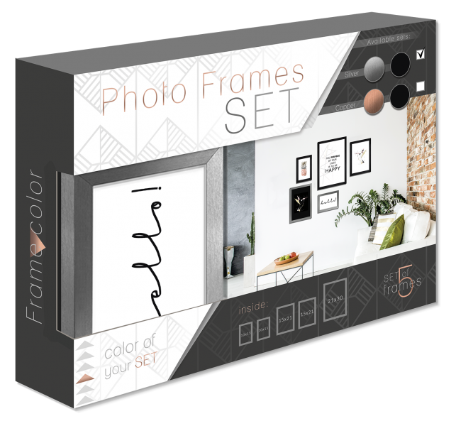 Rėmelis STYLER GRAPHICS SILVER SET 2x10x15/2x15x21/1x21x30 juodas-sidabrinis| 15mm