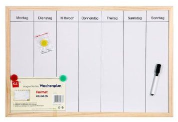 Magnetinė lenta 42.648.70 HENZO 40x60 | 2 varžtai | 3 magnetai | rašiklis su trintuku | savaitės dienos vokiečių kalba