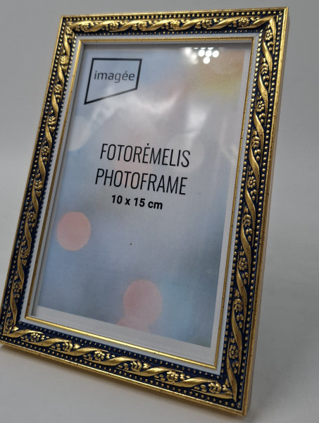 Rėmelis 10x15 plast VF3735 INDIA  mėlynas su auksu | 15 mm