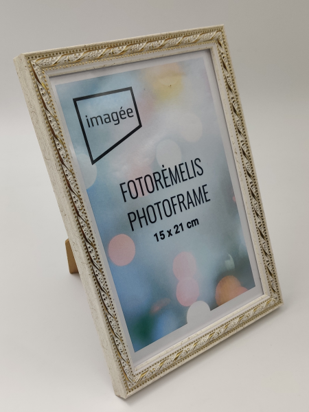 Rėmelis 10x15 plast VF3733 INDIA baltas su auksu | 15 mm EOL