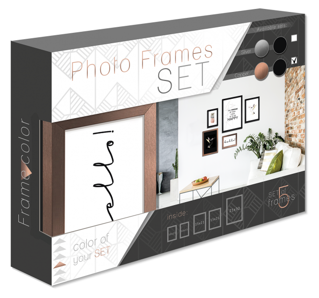 Rėmelis STYLER GRAPHICS COPPER SET 2x10x15/2x15x21/1x21x30 juodas-bronzinis| 15mm